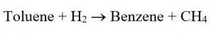 Hydrodealkylation reaction of toluene (HDA)