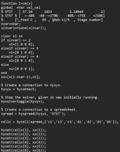 Coding to optimize the distillation tower