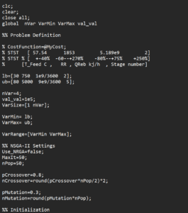 Coding to optimize the distillation tower