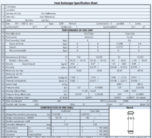 Evaporator datasheet.