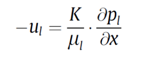 Movement of the Liquid Phase as a Plug Flow Through Darcy Law