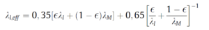 Effective thermal conductivity in the foam-liquid metal region, λl, eff