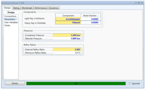  Parameters Distillation Column (T-100) 